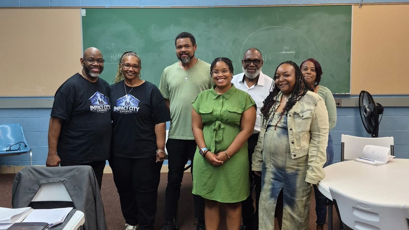 An ANCHORED foundations class together in the classroom at Impact City Church