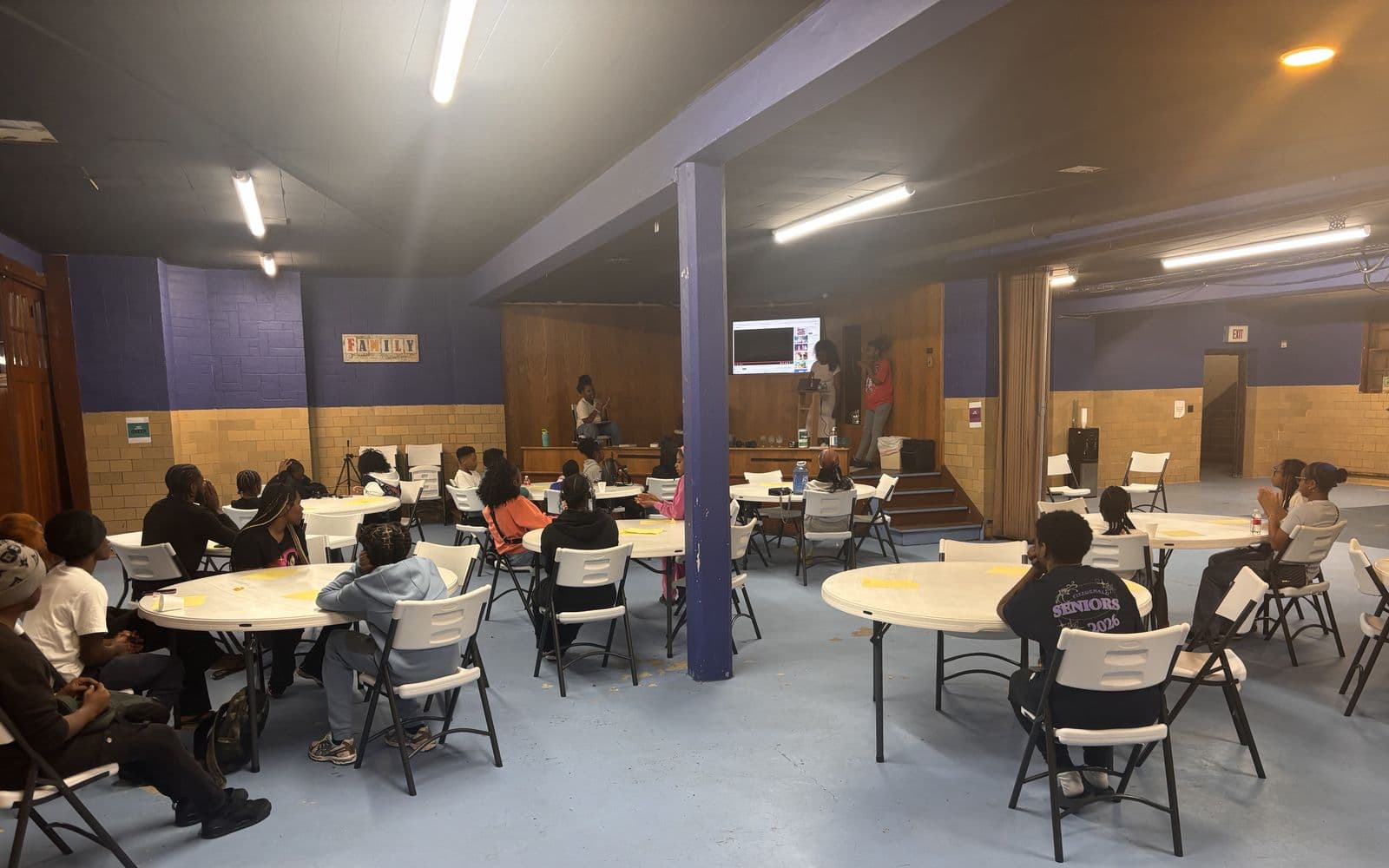 The IGNITE room on a Sunday — students around every table