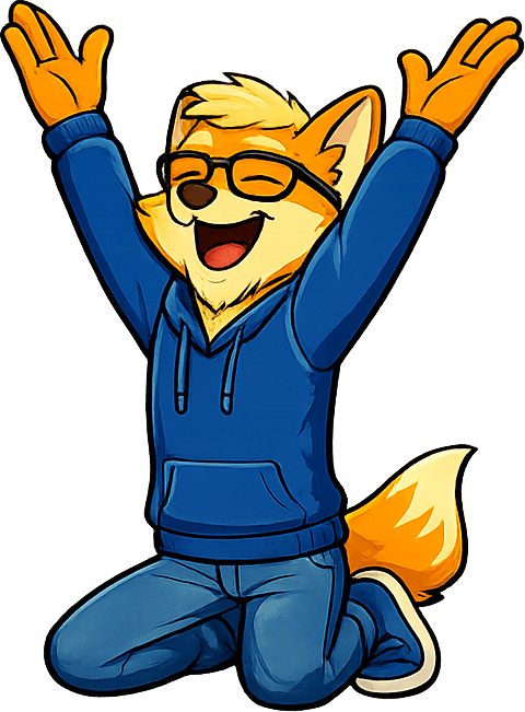 Pastor Fox with both arms raised, celebrating
